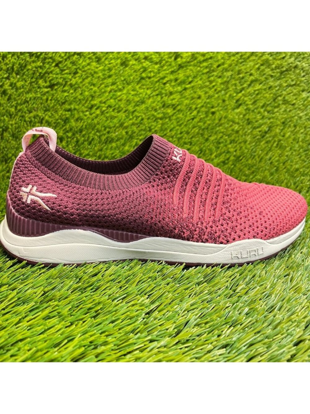Kuru Stride Womens Size 8 Pink Maroon Athletic Walking Slip On Shoes Sneakers